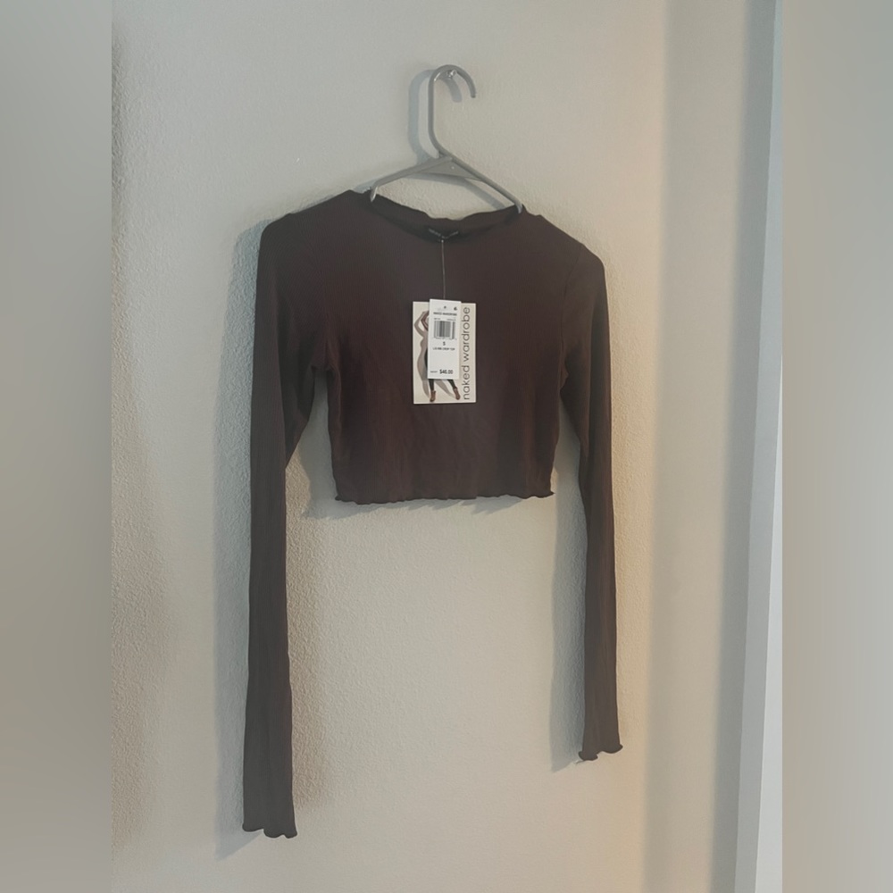 NWT Naked wardrobe ribbed long sleeve crop